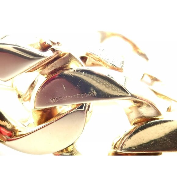 Rare Vintage Tiffany & Co 14k Yellow Gold Diamond Large Heavy Curb Link Bracelet - Picture 6 of 15